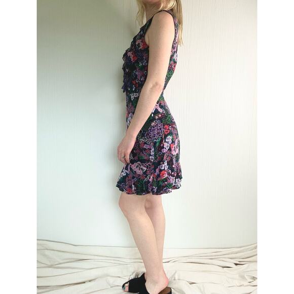 SALONI Silk Floral Ruffle Sleeveless Mini Dress US 4 - Picture 6 of 13